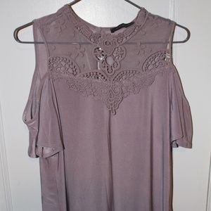 3/$20 - Pale Violet Cold Shoulder Lace Blouse